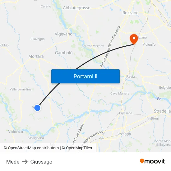 Mede to Giussago map