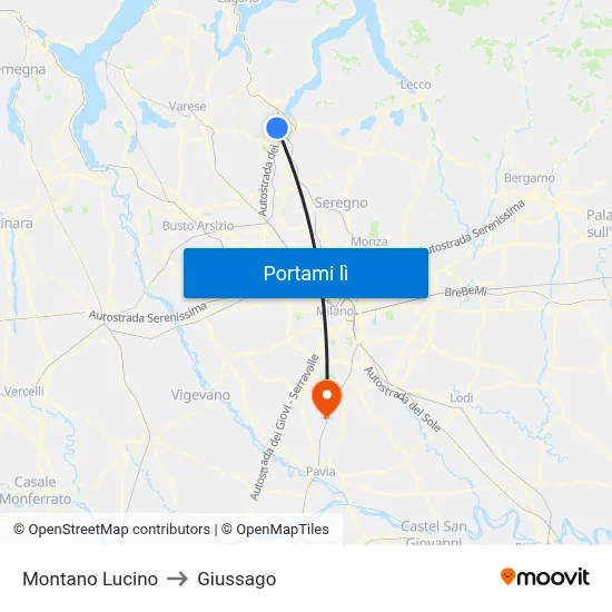 Montano Lucino to Giussago map