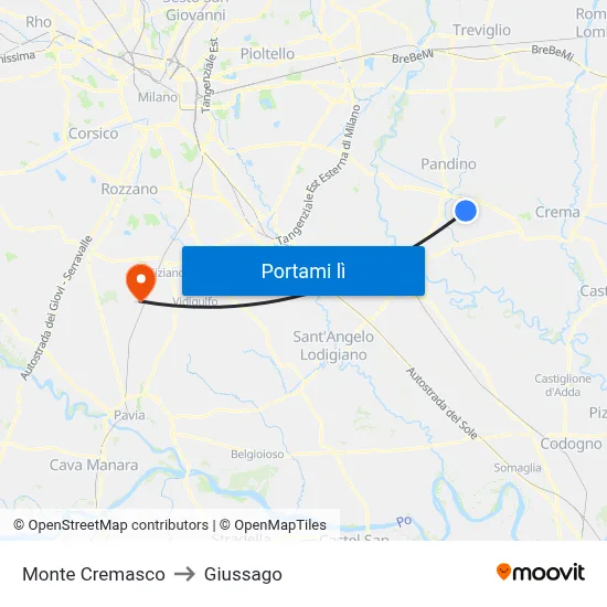 Monte Cremasco to Giussago map