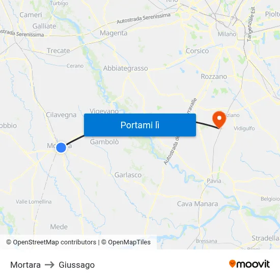 Mortara to Giussago map