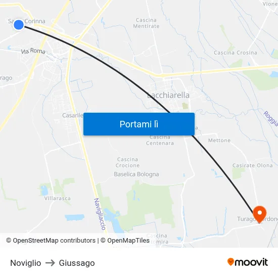 Noviglio to Giussago map