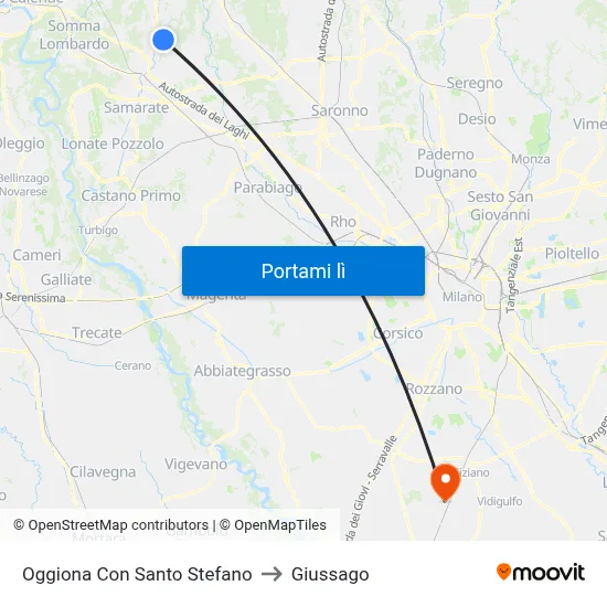 Oggiona Con Santo Stefano to Giussago map
