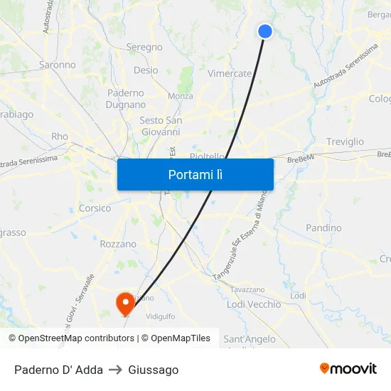 Paderno D' Adda to Giussago map