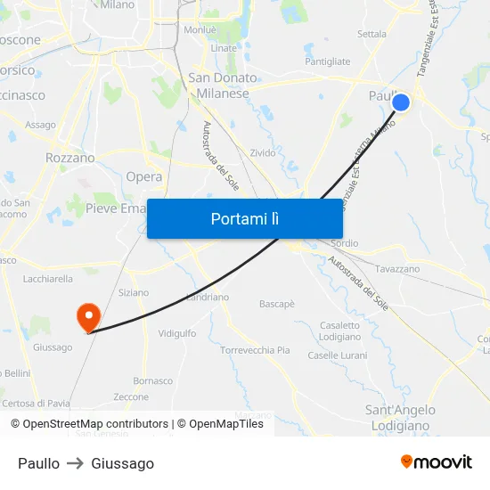 Paullo to Giussago map