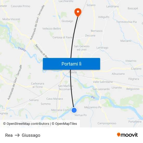 Rea to Giussago map