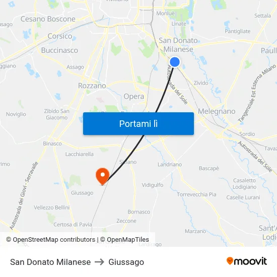 San Donato Milanese to Giussago map