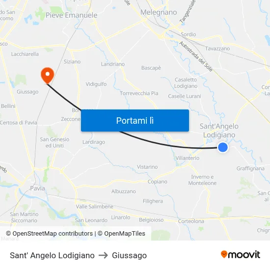 Sant' Angelo Lodigiano to Giussago map