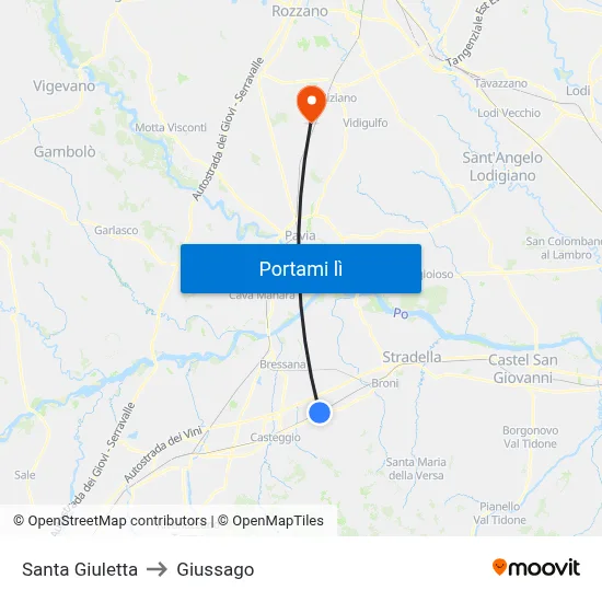 Santa Giuletta to Giussago map