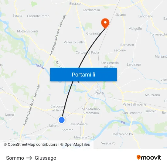 Sommo to Giussago map