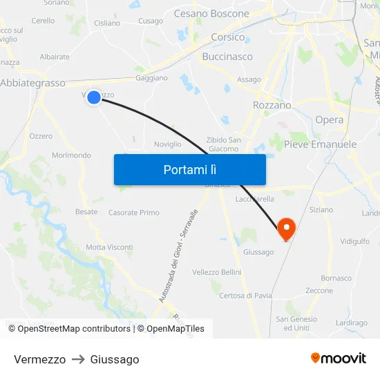Vermezzo to Giussago map