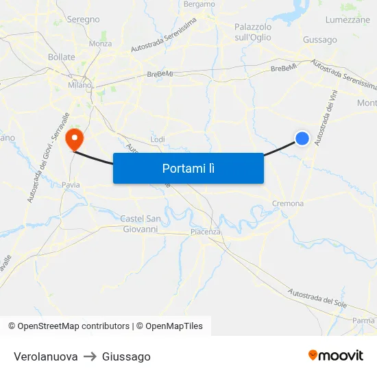 Verolanuova to Giussago map