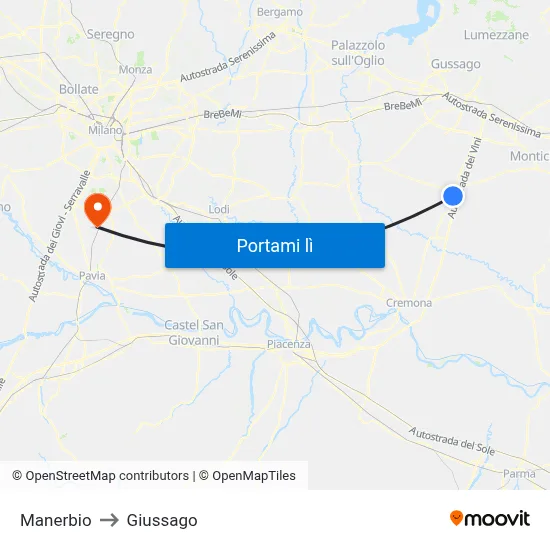 Manerbio to Giussago map