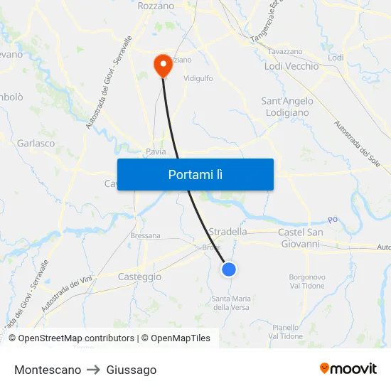 Montescano to Giussago map