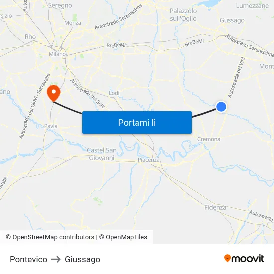 Pontevico to Giussago map