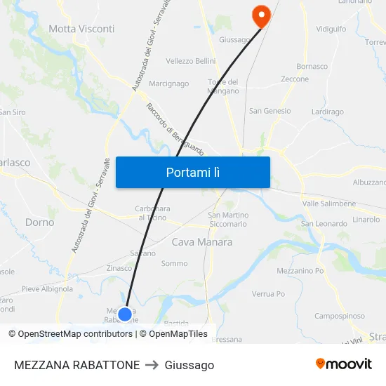 MEZZANA RABATTONE to Giussago map