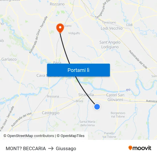 MONT? BECCARIA to Giussago map