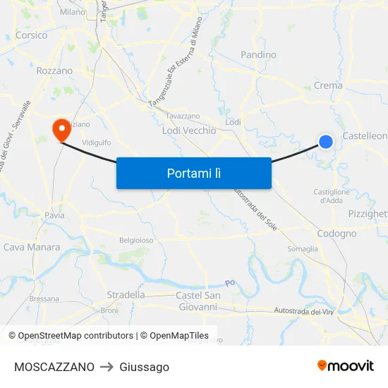 MOSCAZZANO to Giussago map