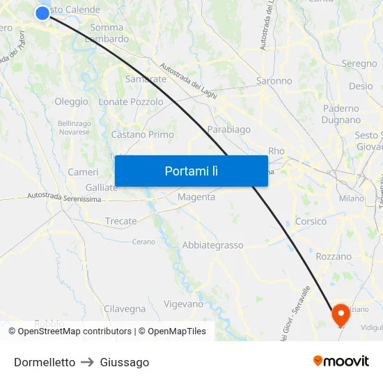Dormelletto to Giussago map