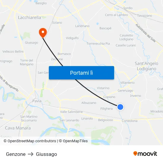 Genzone to Giussago map