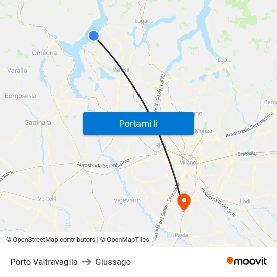 Porto Valtravaglia to Giussago map