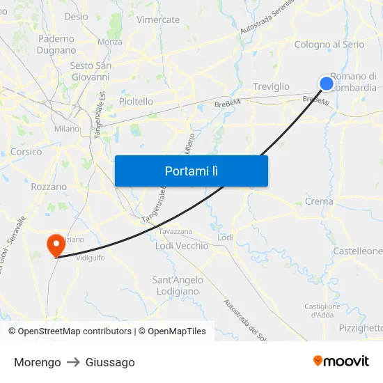 Morengo to Giussago map