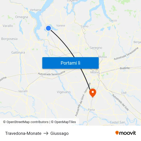 Travedona-Monate to Giussago map