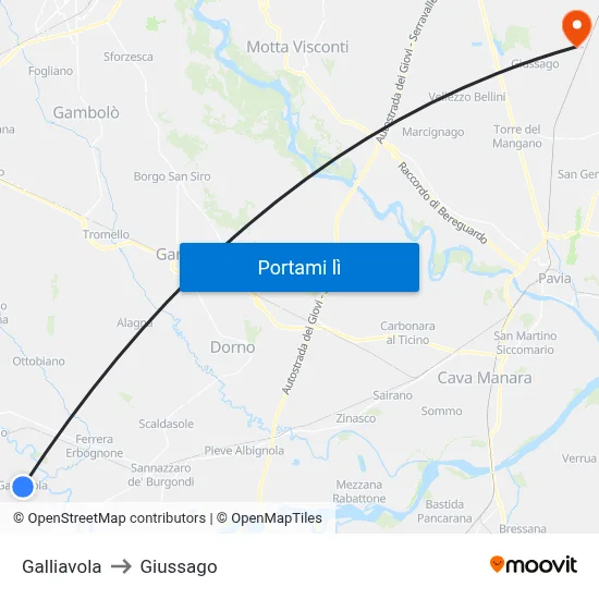 Galliavola to Giussago map