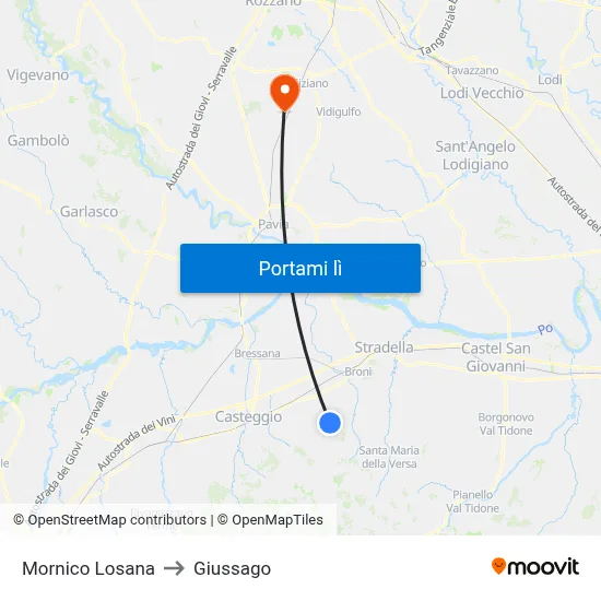 Mornico Losana to Giussago map