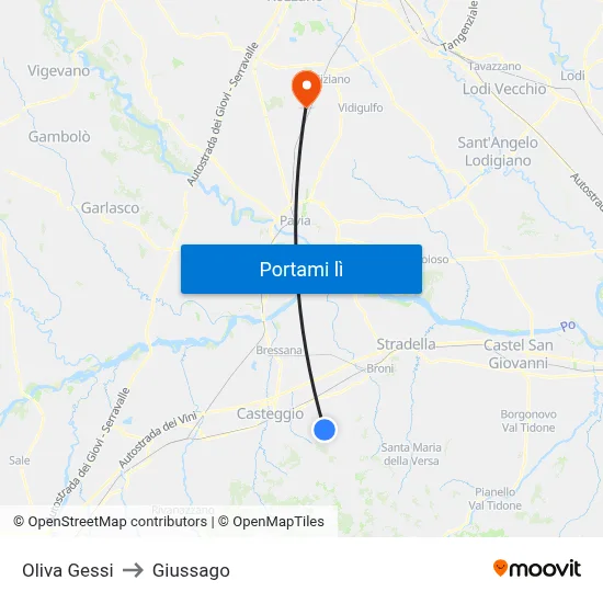 Oliva Gessi to Giussago map