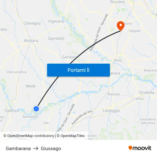 Gambarana to Giussago map