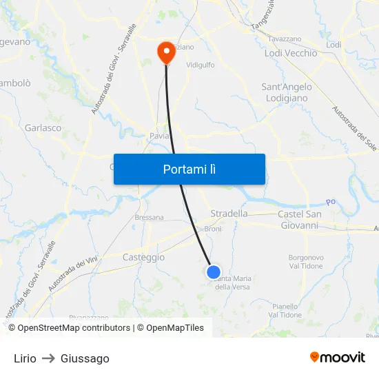 Lirio to Giussago map