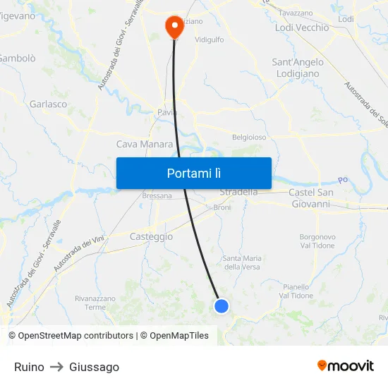 Ruino to Giussago map