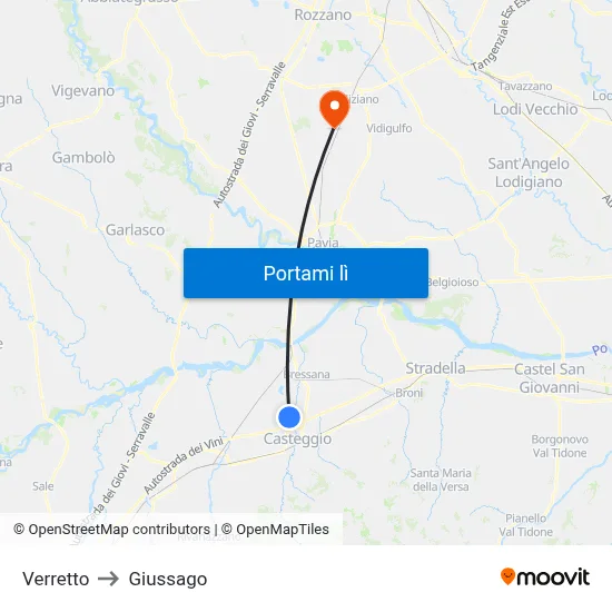 Verretto to Giussago map