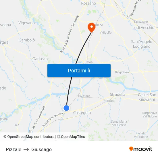 Pizzale to Giussago map