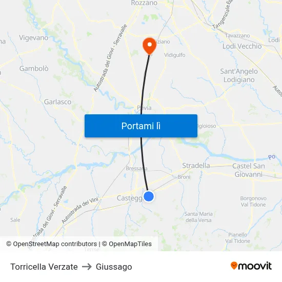 Torricella Verzate to Giussago map