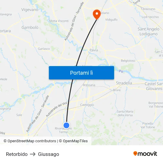 Retorbido to Giussago map