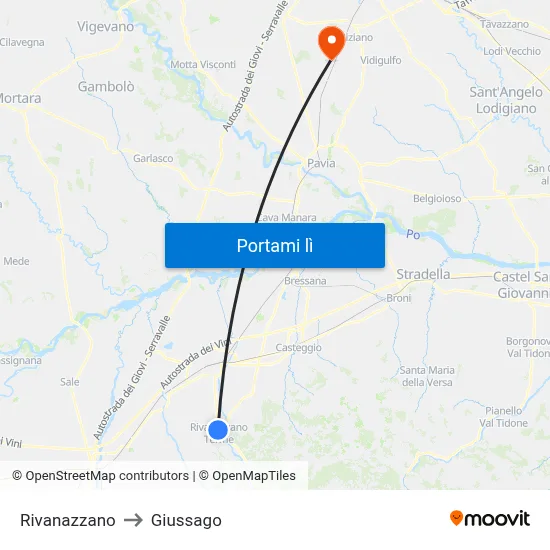 Rivanazzano to Giussago map