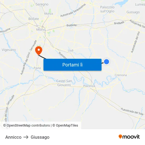 Annicco to Giussago map