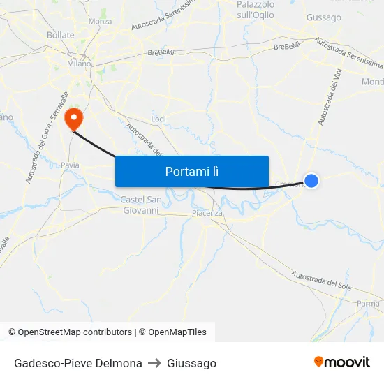 Gadesco-Pieve Delmona to Giussago map