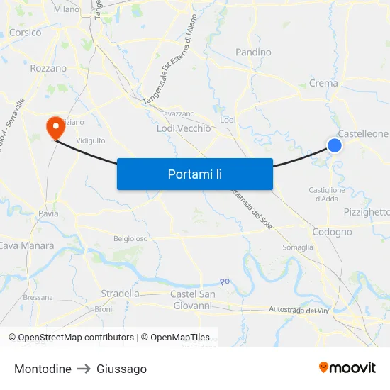 Montodine to Giussago map