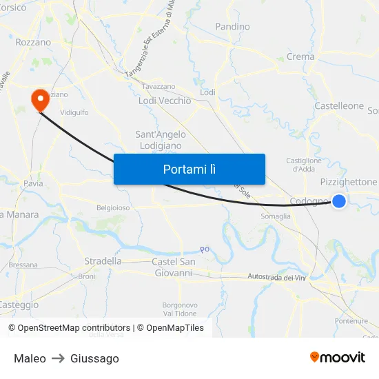Maleo to Giussago map