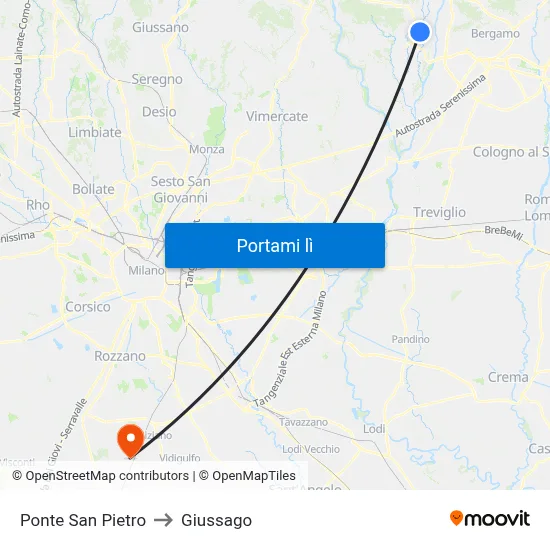 Ponte San Pietro to Giussago map
