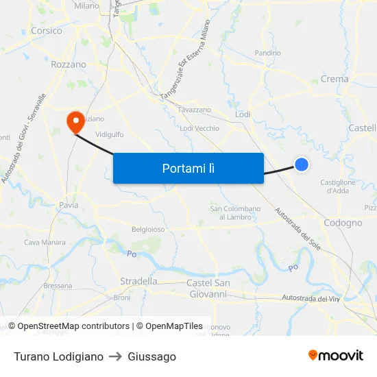 Turano Lodigiano to Giussago map