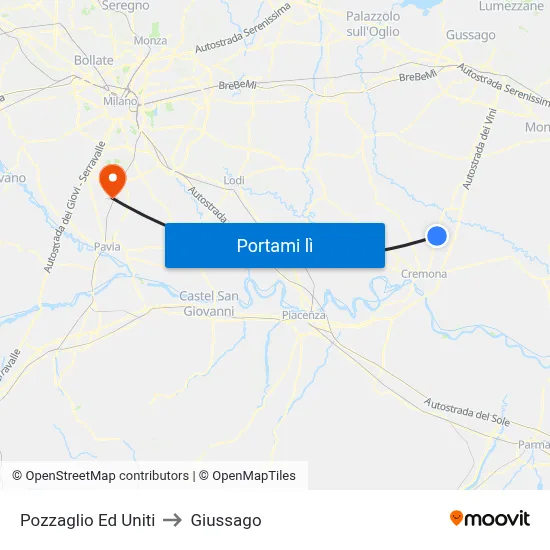 Pozzaglio Ed Uniti to Giussago map