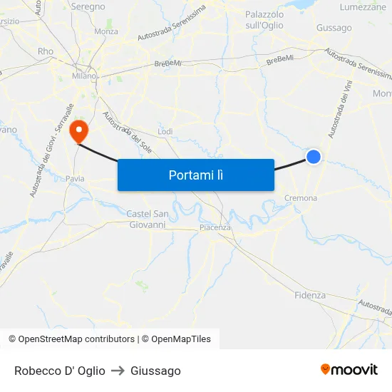 Robecco D' Oglio to Giussago map