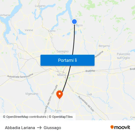 Abbadia Lariana to Giussago map