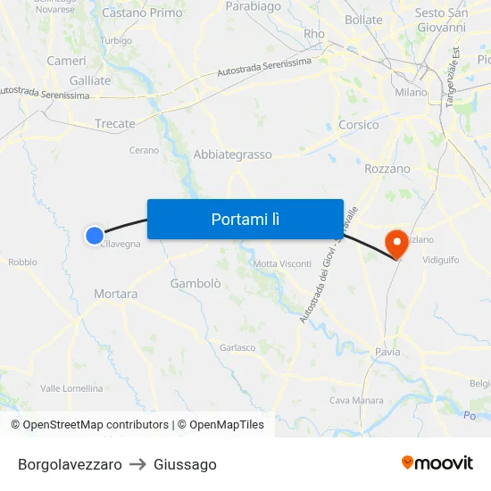 Borgolavezzaro to Giussago map