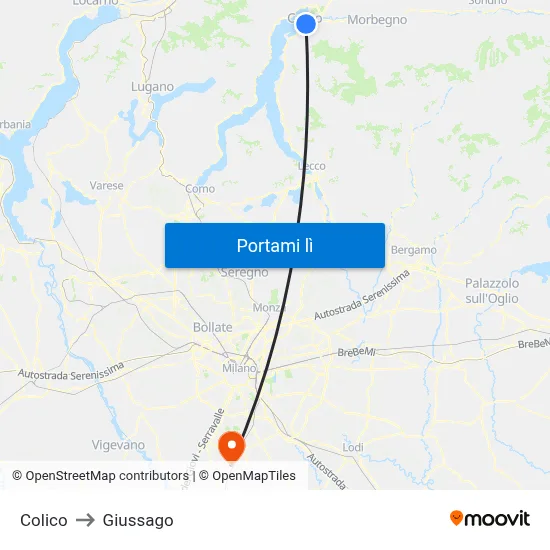 Colico to Giussago map