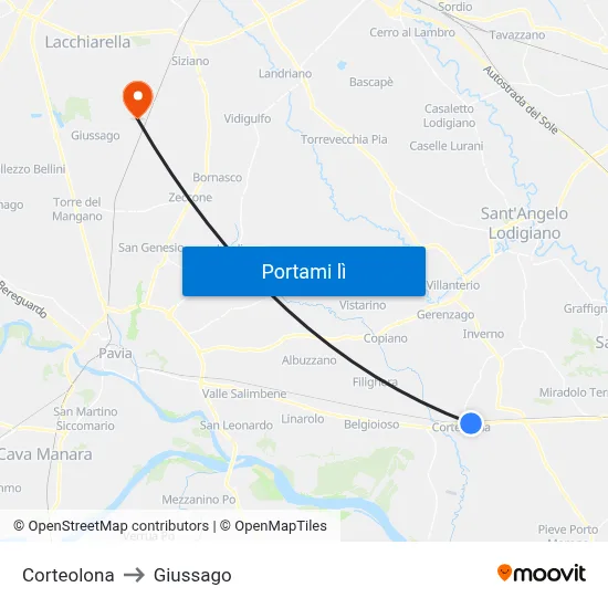 Corteolona to Giussago map