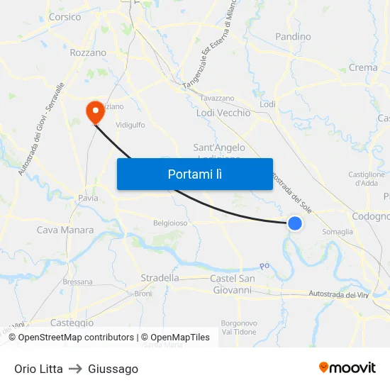 Orio Litta to Giussago map
